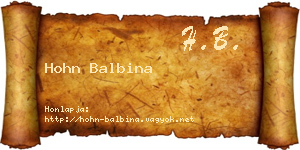 Hohn Balbina névjegykártya